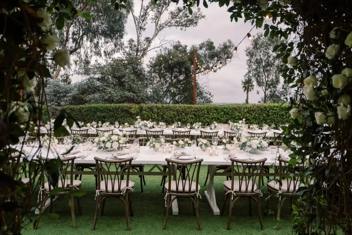 The Inn at Rancho Santa Fe's Decorated Table for a Wedding in the garden