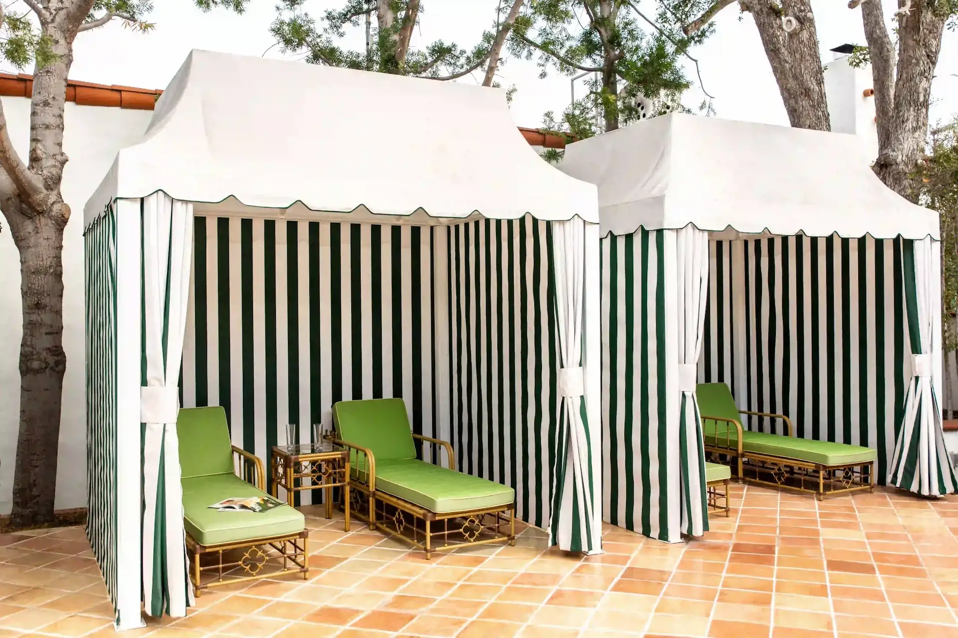 Spa relaxation area with cabanas and hammocks